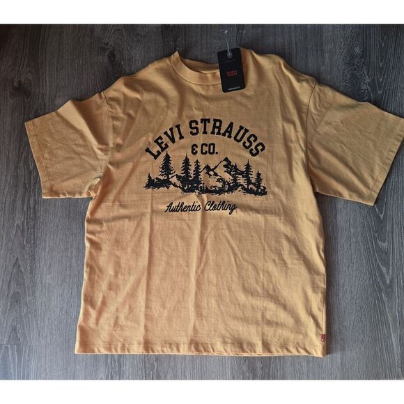 Levis Shirt Mens Extra Small ( Oversized Style ) Yellow Black Short Sleeve NWT u - Picture 1 of 8
